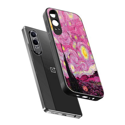 starry night pink back phone cover | glass case for oneplus nord ce 4 lite