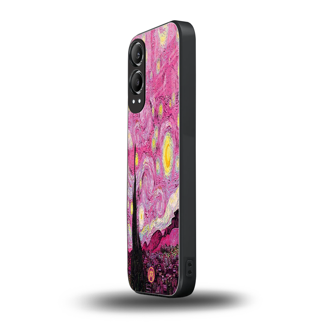 starry night pink back phone cover | glass case for oneplus nord ce 4 lite