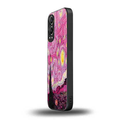 starry night pink back phone cover | glass case for oneplus nord ce 4 lite