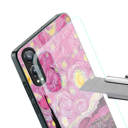 starry night pink back phone cover | glass case for oneplus nord ce 4 lite