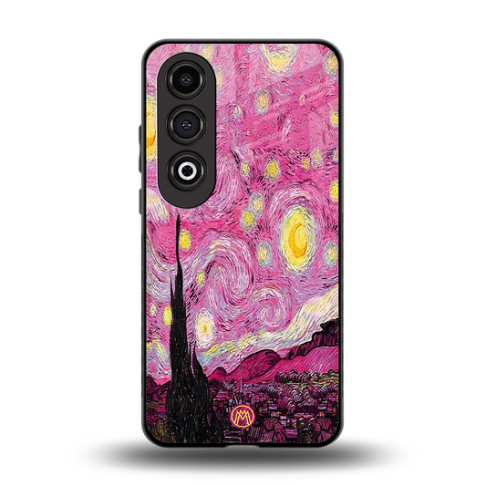 starry night pink back phone cover | glass case for oneplus nord ce 4