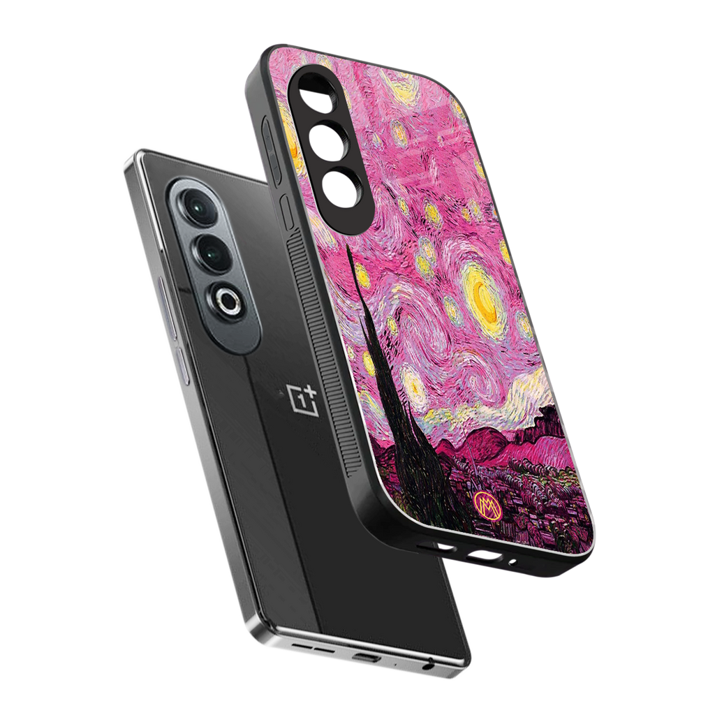 starry night pink back phone cover | glass case for oneplus nord ce 4