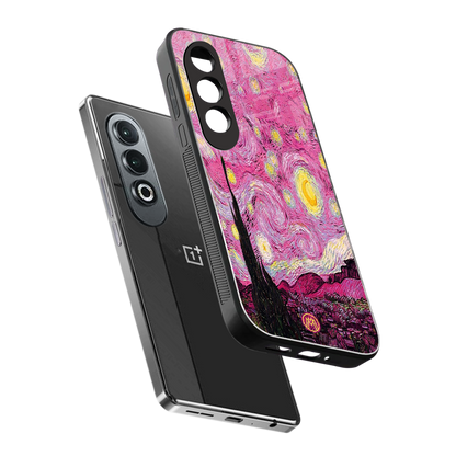 starry night pink back phone cover | glass case for oneplus nord ce 4