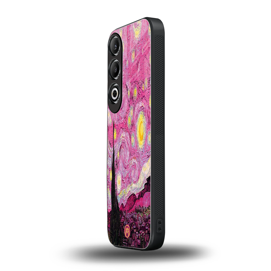 starry night pink back phone cover | glass case for oneplus nord ce 4