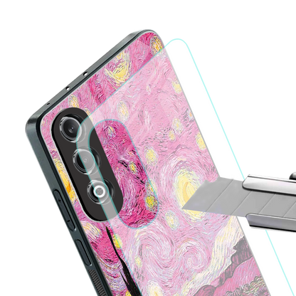starry night pink back phone cover | glass case for oneplus nord ce 4