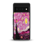 starry night pink back phone cover | glass case for google pixel 6 pro