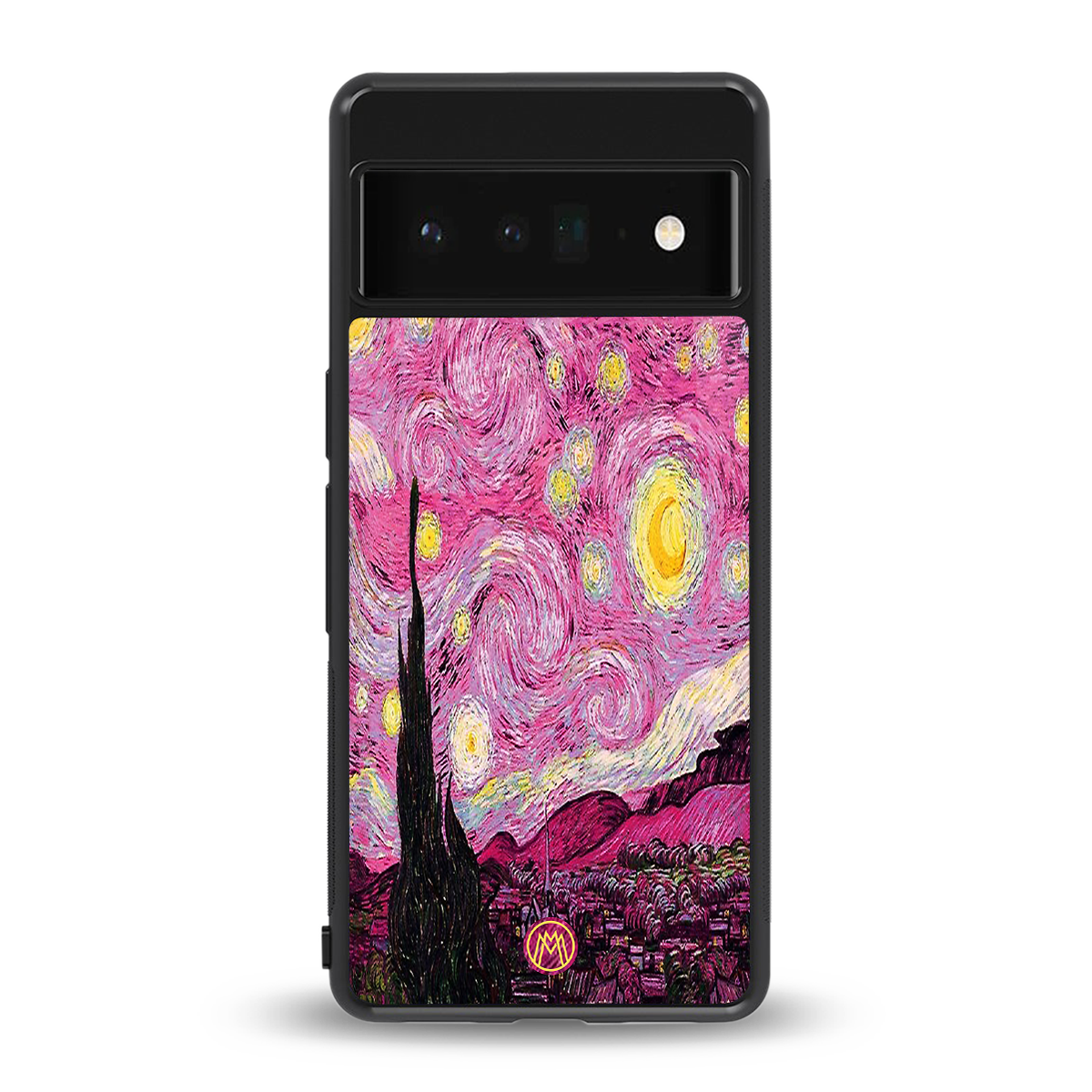starry night pink back phone cover | glass case for google pixel 6 pro