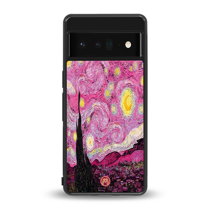 starry night pink back phone cover | glass case for google pixel 6 pro