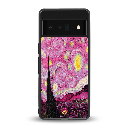 starry night pink back phone cover | glass case for google pixel 6 pro