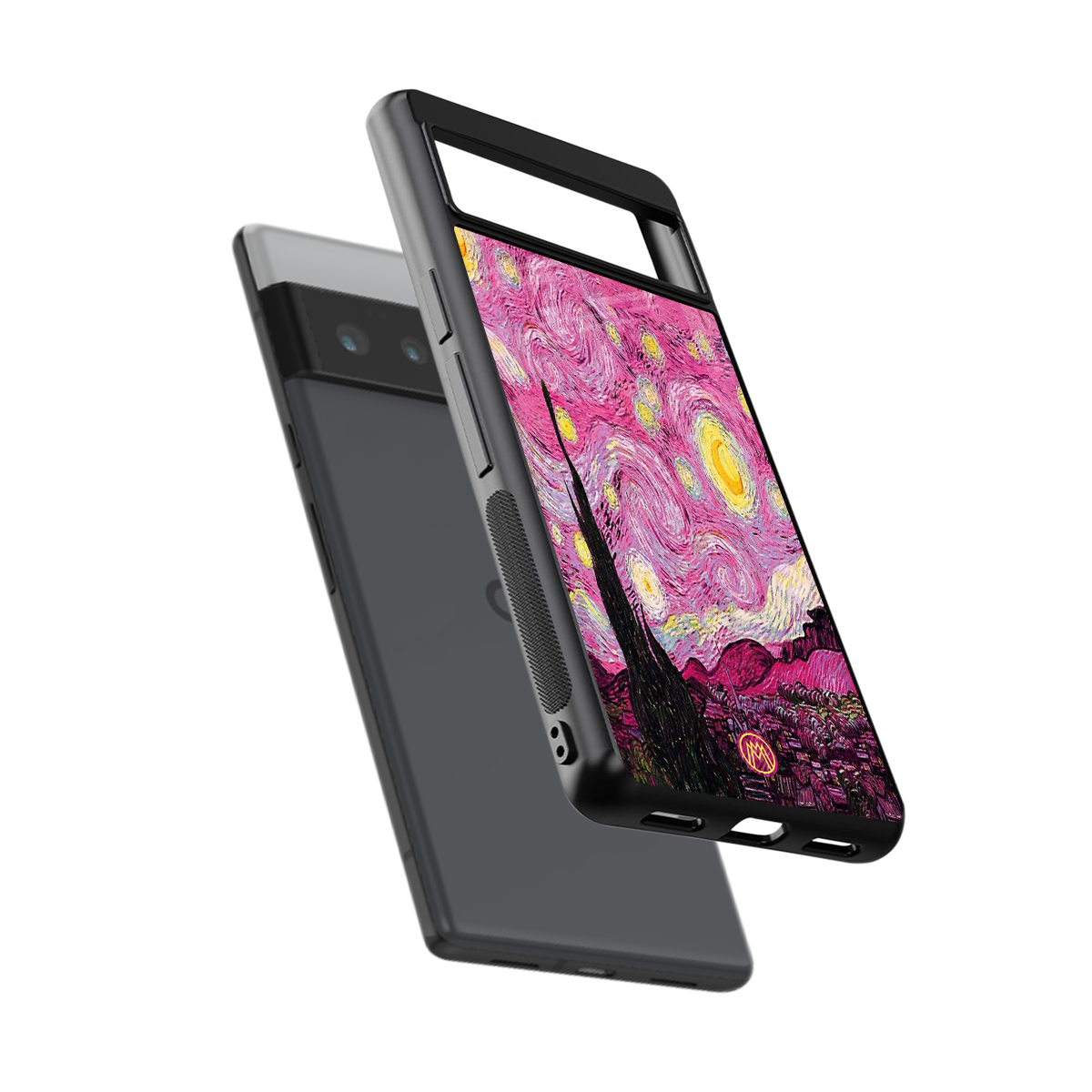 starry night pink back phone cover | glass case for google pixel 6 pro