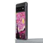 starry night pink back phone cover | glass case for google pixel 6 pro