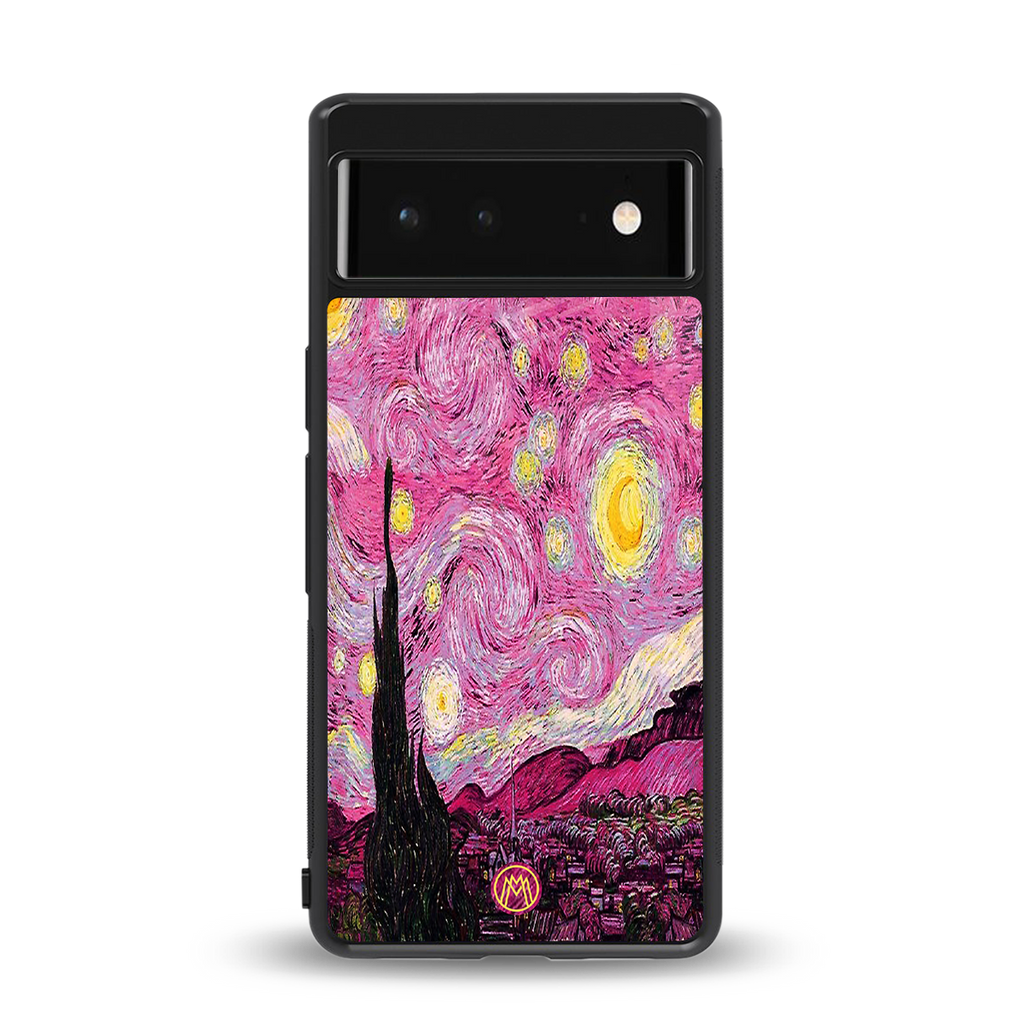 starry night pink back phone cover | glass case for google pixel 6