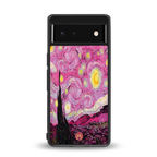 starry night pink back phone cover | glass case for Google Pixel 6A