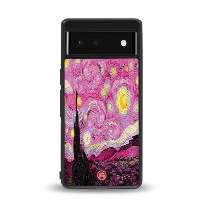 starry night pink back phone cover | glass case for Google Pixel 6A
