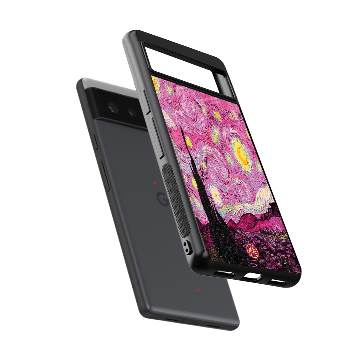 starry night pink back phone cover | glass case for Google Pixel 6A