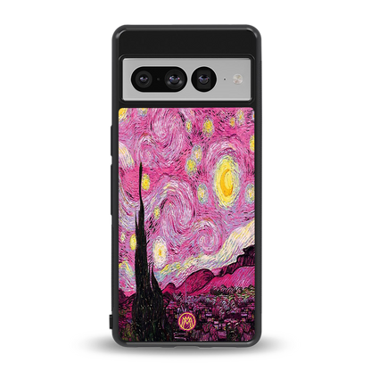 starry night pink back phone cover | glass case for google pixel 7 pro