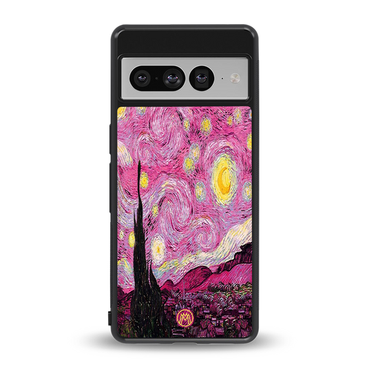 starry night pink back phone cover | glass case for google pixel 7 pro