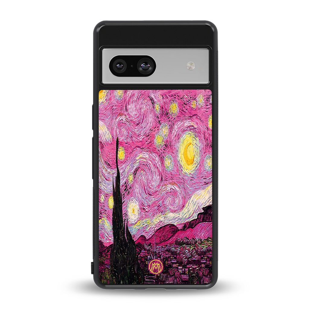 starry night pink back phone cover | glass case for Google Pixel 7
