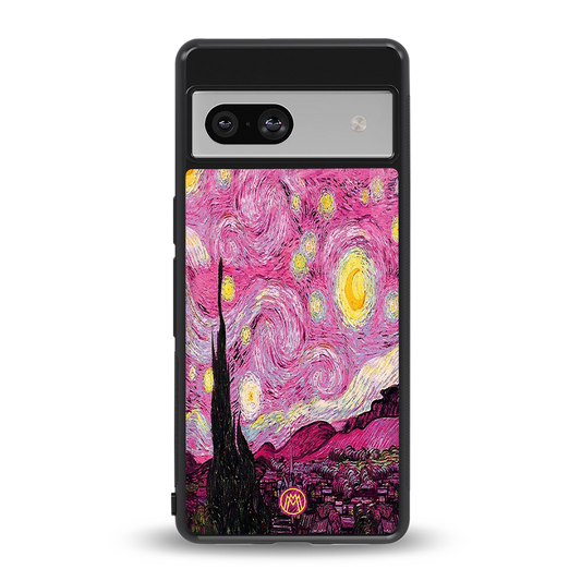 starry night pink back phone cover | glass case for Google Pixel 7A