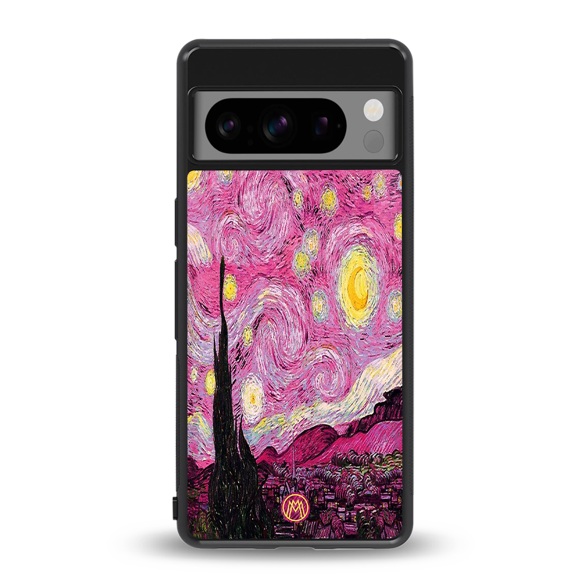 starry night pink back phone cover | glass case for google pixel 8 pro