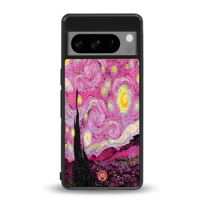 starry night pink back phone cover | glass case for google pixel 8 pro