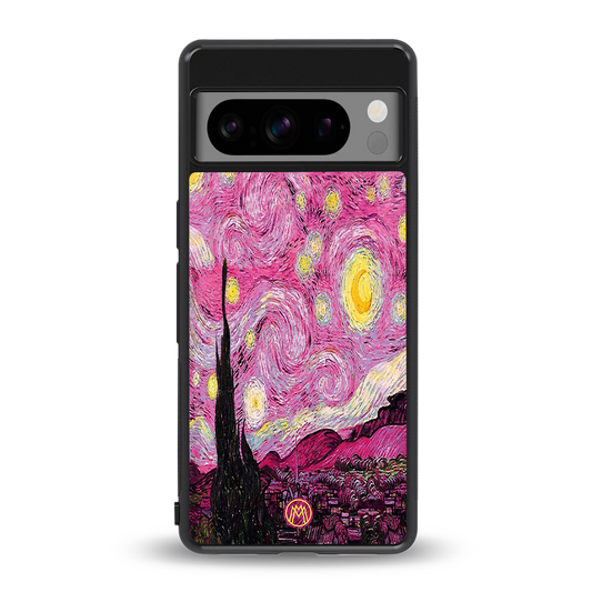 starry night pink back phone cover | glass case for google pixel 8 pro