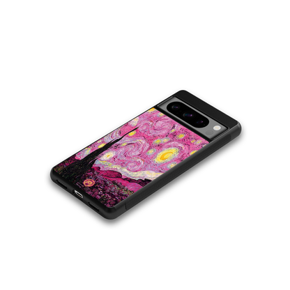 starry night pink back phone cover | glass case for google pixel 8 pro