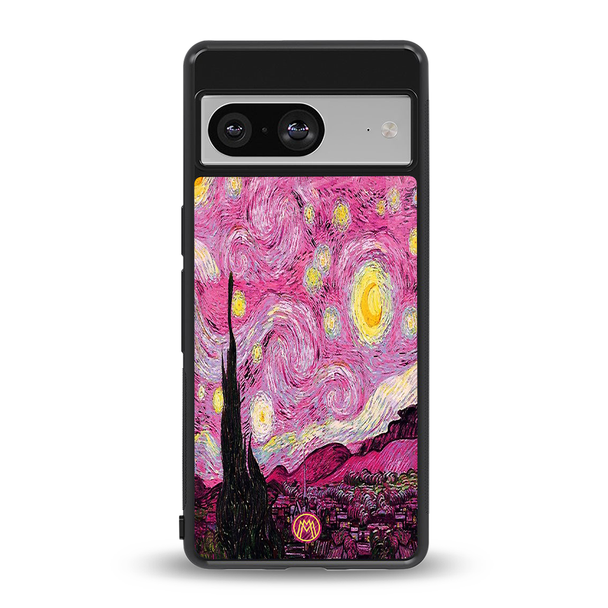 starry night pink back phone cover | glass case for Google Pixel 8