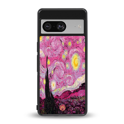 starry night pink back phone cover | glass case for Google Pixel 8