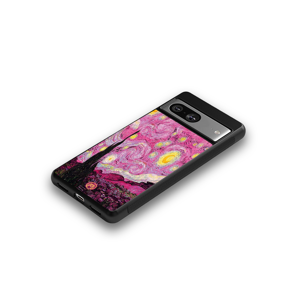 starry night pink back phone cover | glass case for Google Pixel 8