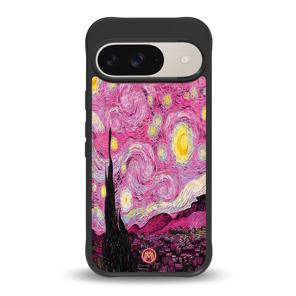 starry night pink back phone cover | glass case for google pixel 9