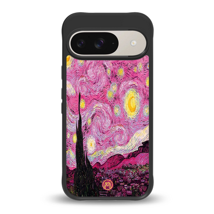 starry night pink back phone cover | glass case for google pixel 9