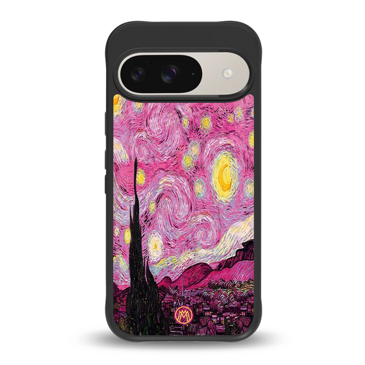 starry night pink back phone cover | glass case for google pixel 9