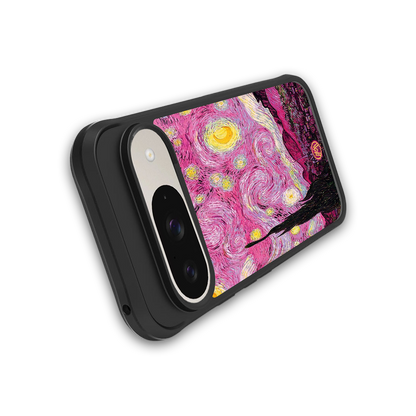 starry night pink back phone cover | glass case for google pixel 9