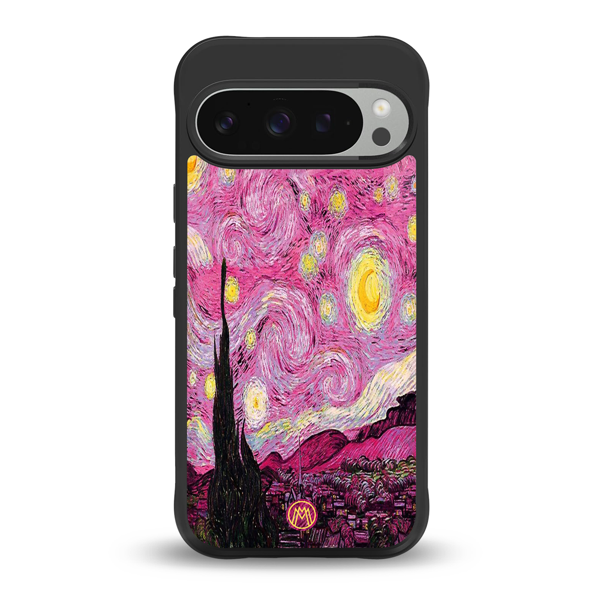 starry night pink back phone cover | glass case for google pixel 9 pro xl