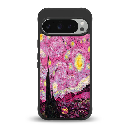 starry night pink back phone cover | glass case for google pixel 9 pro xl