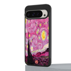 starry night pink back phone cover | glass case for google pixel 9 pro