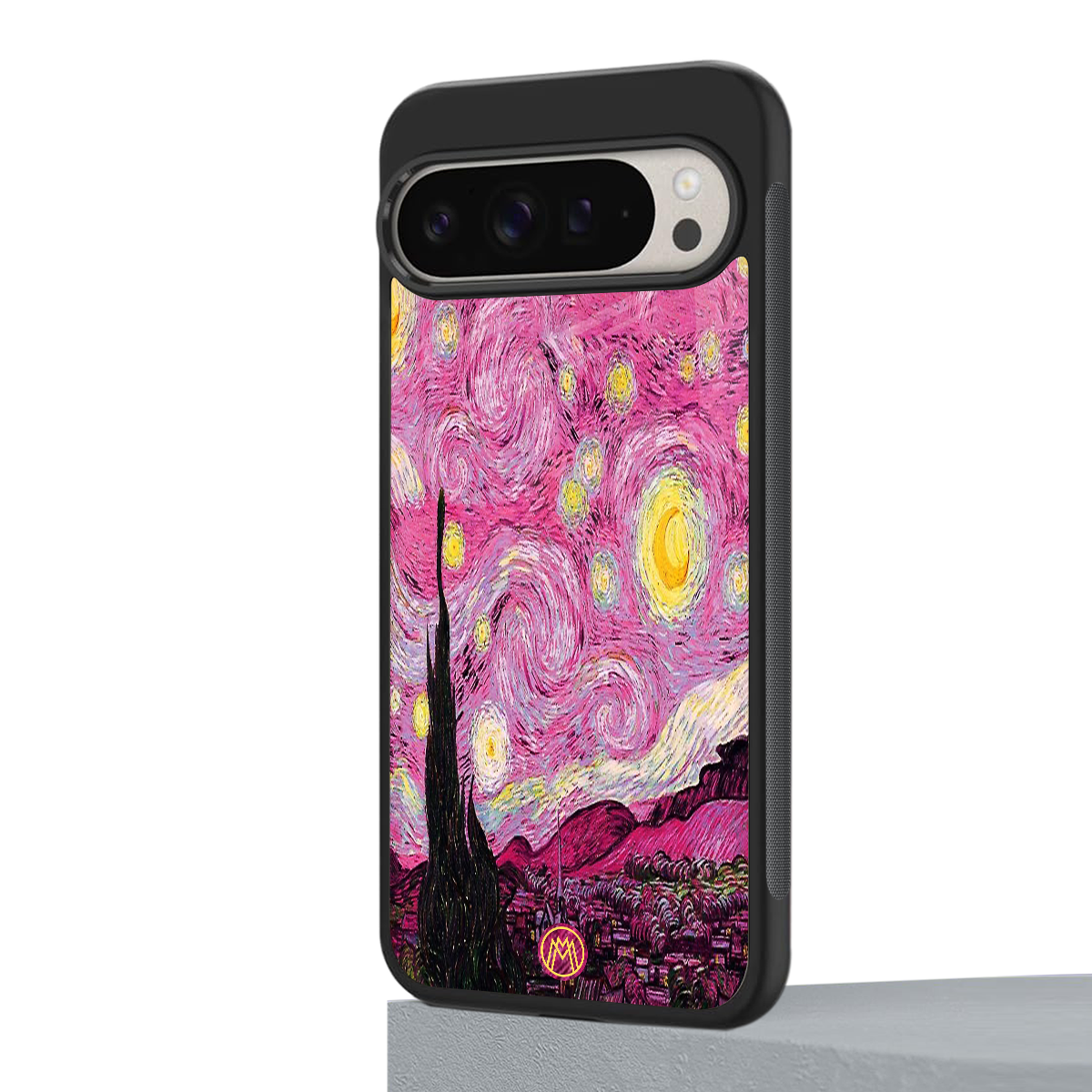 starry night pink back phone cover | glass case for google pixel 9 pro xl