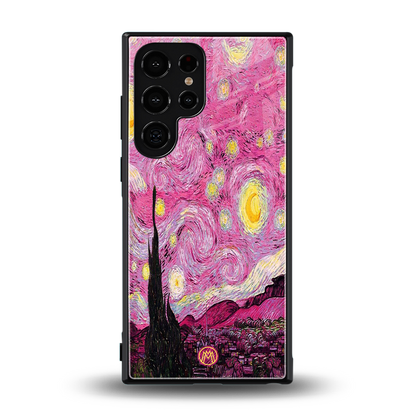 starry night pink back phone cover | glass case for samsung galaxy s24 ultra