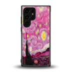 starry night pink back phone cover | glass case for samsung galaxy s23 ultra