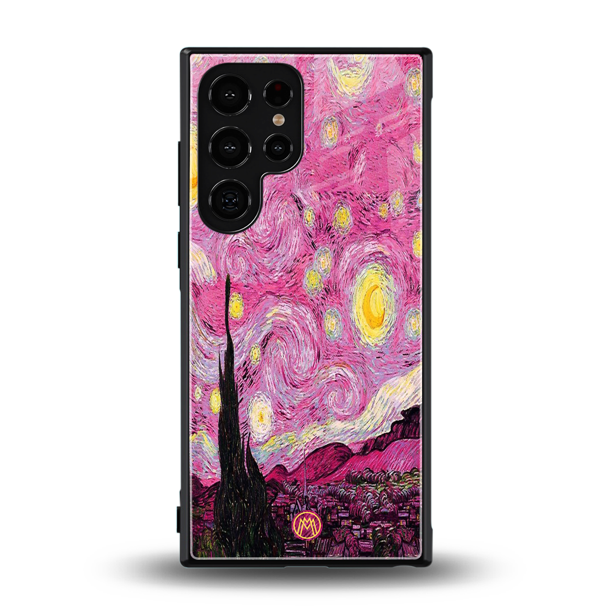 starry night pink back phone cover | glass case for samsung galaxy s23 ultra