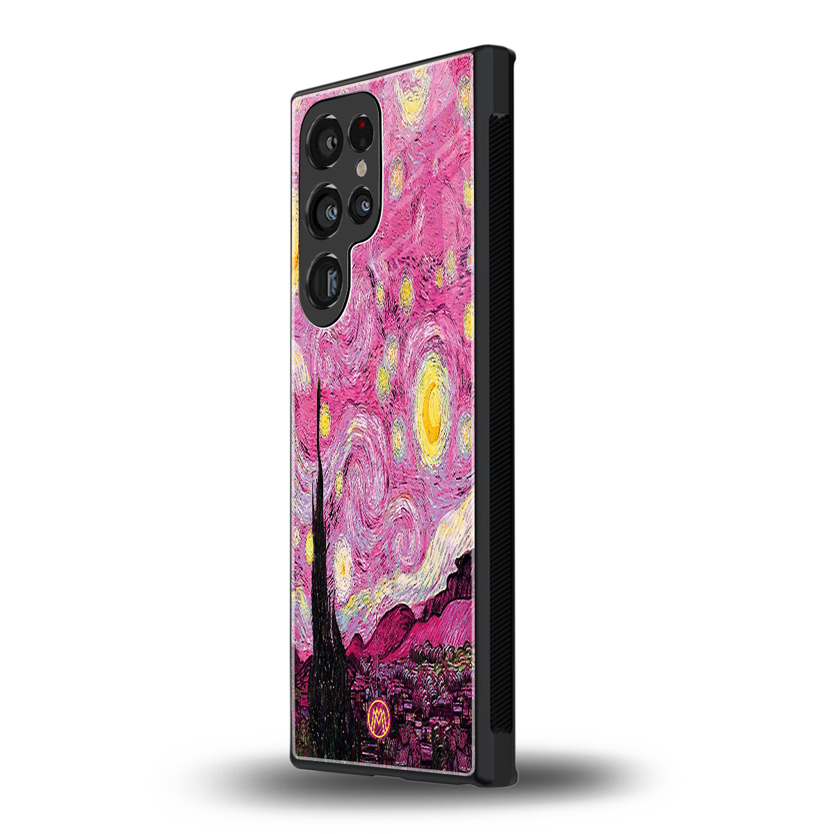 starry night pink back phone cover | glass case for samsung galaxy s24 ultra