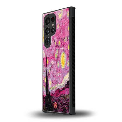starry night pink back phone cover | glass case for samsung galaxy s24 ultra