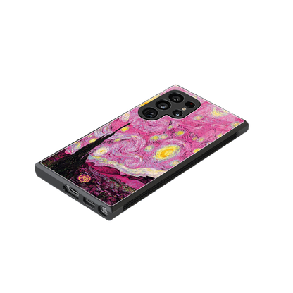starry night pink back phone cover | glass case for samsung galaxy s24 ultra