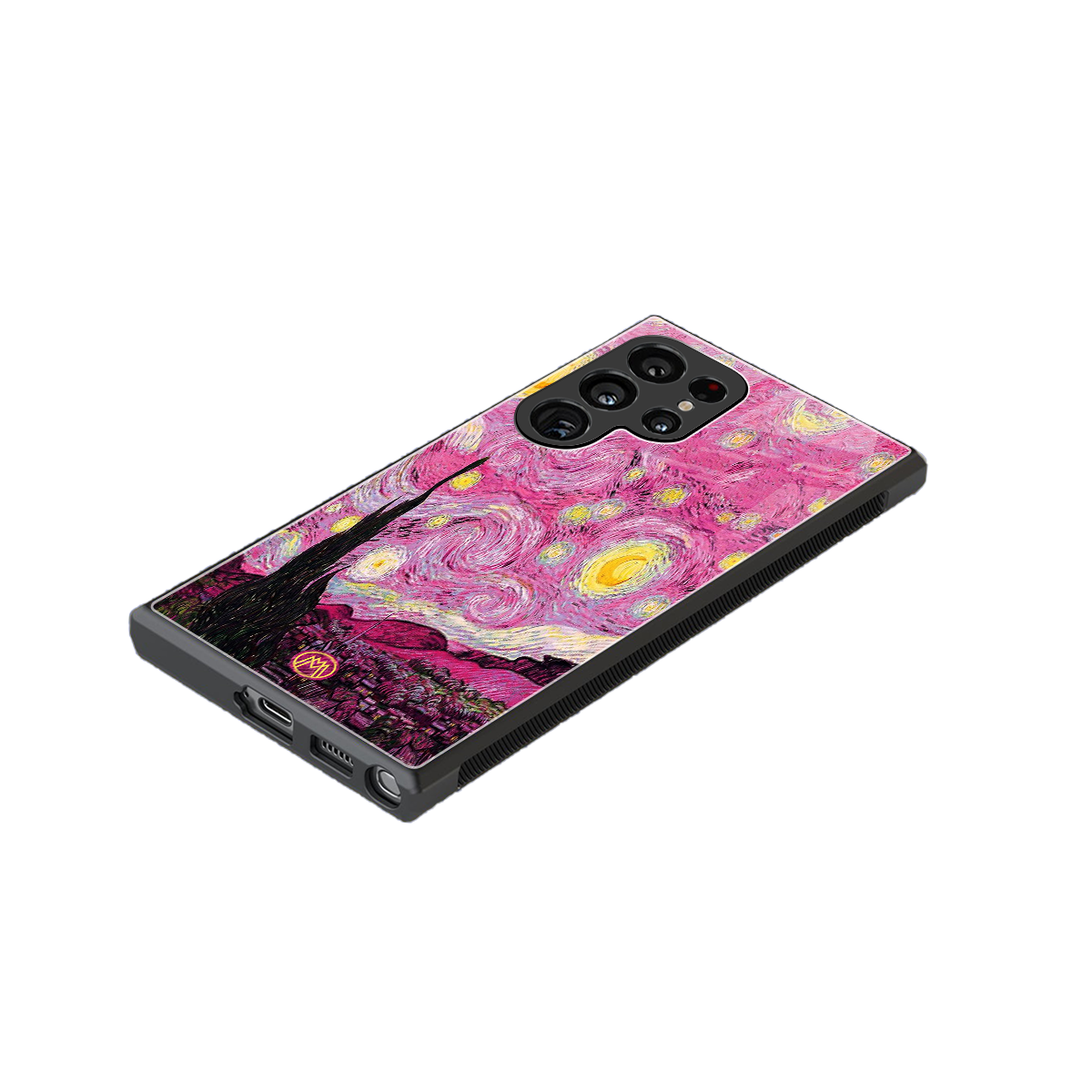 starry night pink back phone cover | glass case for samsung galaxy s23 ultra