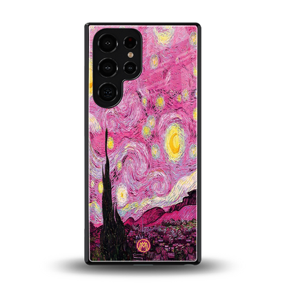 starry night pink back phone cover | glass case for samsung galaxy s25 ultra