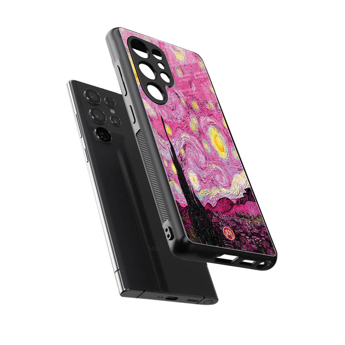starry night pink back phone cover | glass case for samsung galaxy s25 ultra