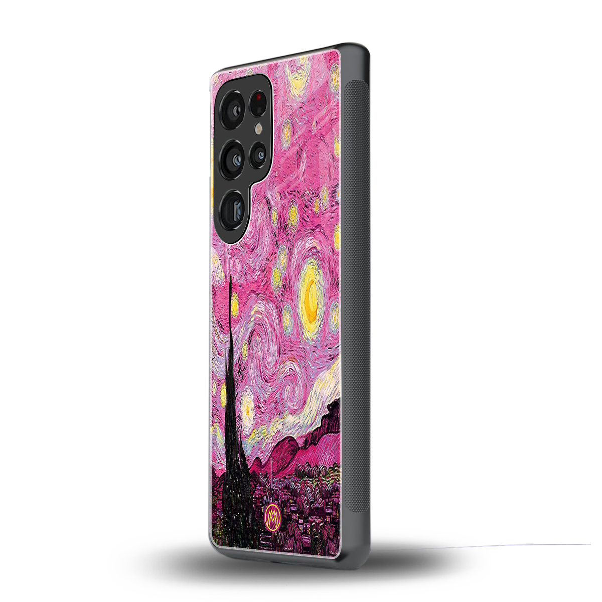 starry night pink back phone cover | glass case for samsung galaxy s25 ultra