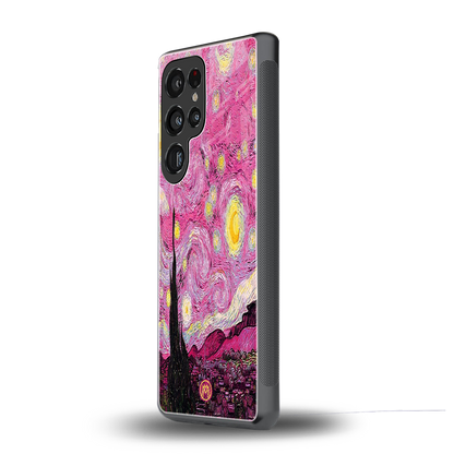 starry night pink back phone cover | glass case for samsung galaxy s25 ultra