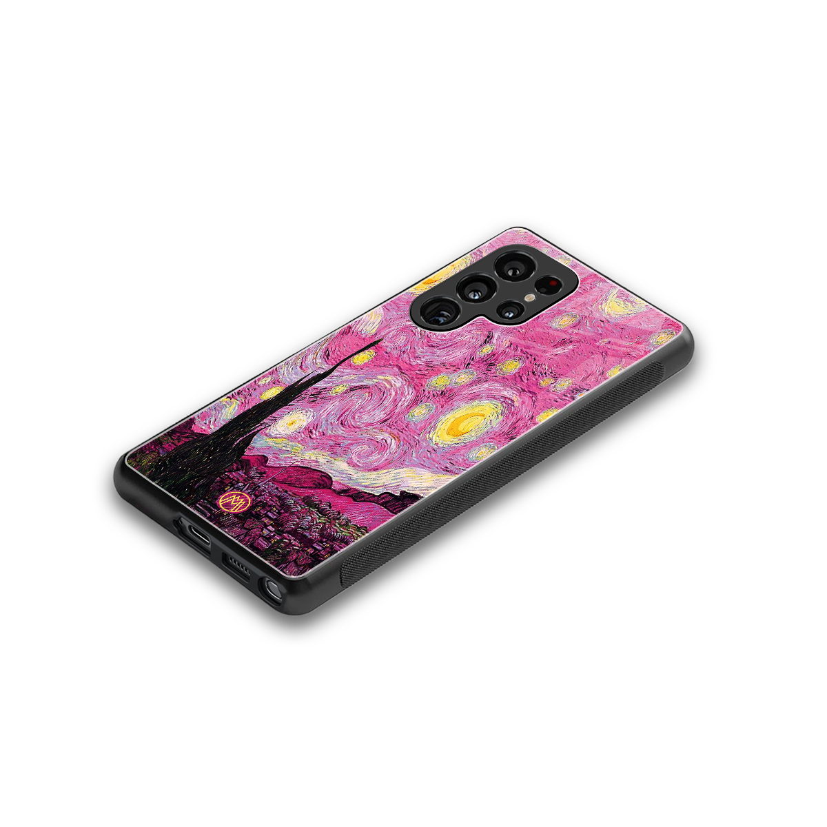 starry night pink back phone cover | glass case for samsung galaxy s25 ultra